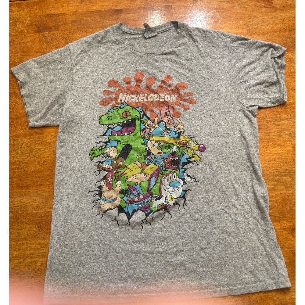 Nickelodeon Cartoon Characters Tee Shirt Gray Delta Pro Weight Mens Size Medium